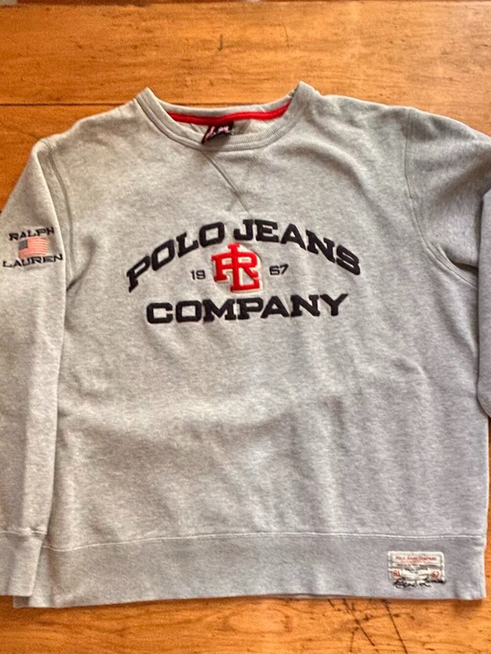 Polo Ralph Lauren sweatshirt, mens XL, grey red & blue
